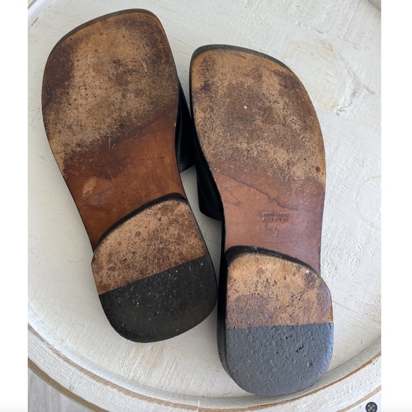 COSTUME NATIONAL HOMME Men's Black Leather Slide Sandals Made in Italy - 9 - Picture 8 of 12